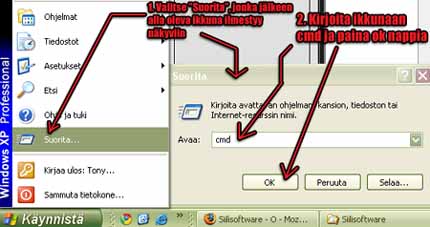 Etsitään Windows Vista käyttöjärjestelmässä CMD ja avataan se järjestelmänvalvojana